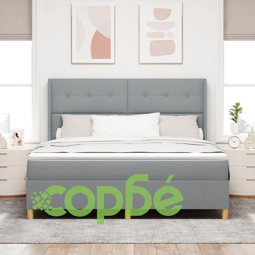 Легло с джобни пружини и матрак 180x200 см, Светло сиво, Текстил ➤ топ цена ➤ sorbe.bg