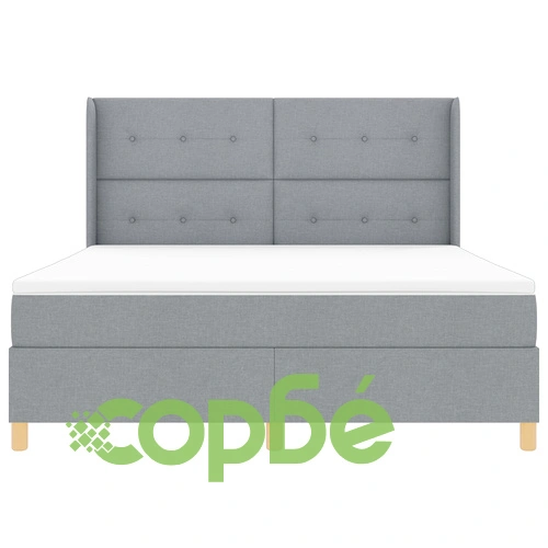 Легло с джобни пружини и матрак 180x200 см, Светло сиво, Текстил ➤ топ цена ➤ sorbe.bg