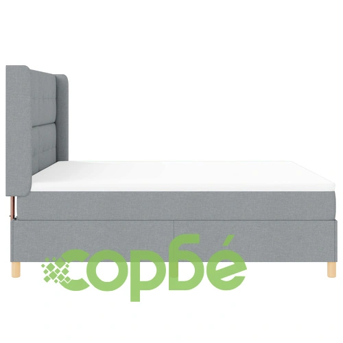 Легло с джобни пружини и матрак 180x200 см, Светло сиво, Текстил ➤ топ цена ➤ sorbe.bg