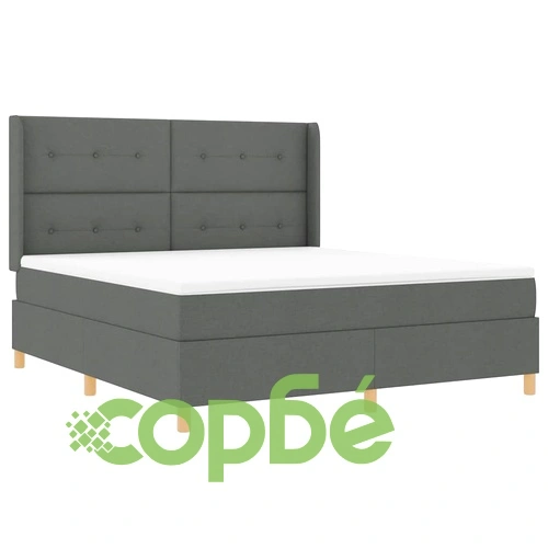 Легло с пружини и матрак тъмносиво 180x200 см текстил ➤ топ цена ➤ sorbe.bg