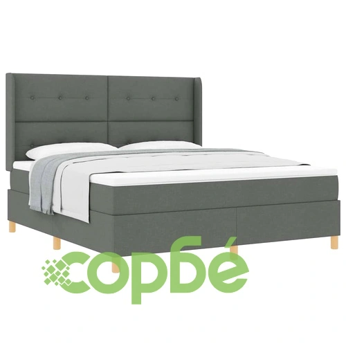 Легло с пружини и матрак тъмносиво 180x200 см текстил ➤ топ цена ➤ sorbe.bg