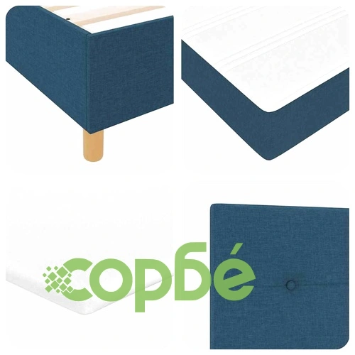 Легло с пружини и матрак с табла синьо 180x200 см текстил ➤ топ цена ➤ sorbe.bg