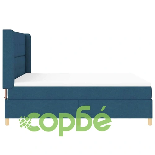 Легло с пружини и матрак с табла синьо 180x200 см текстил ➤ топ цена ➤ sorbe.bg