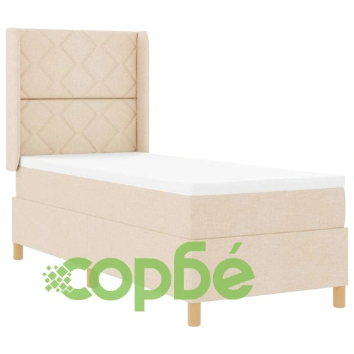 Легло с пружини и матрак с табла крем 80x200 см текстил ➤ топ цена ➤ sorbe.bg