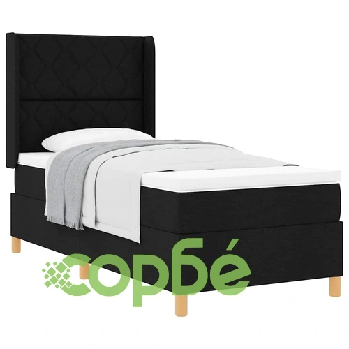 Легло с пружини и матрак с табла черно 90x190 см текстил ➤ топ цена ➤ sorbe.bg