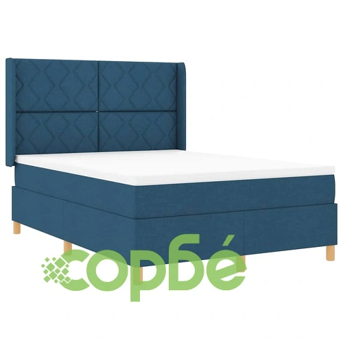 Легло с пружинен матрак и табла синьо 140x190 см текстил ➤ топ цена ➤ sorbe.bg