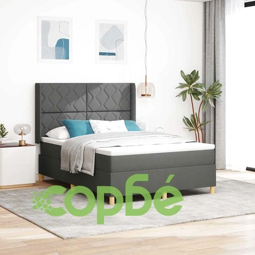 Легло с пружини и матрак тъмносив 160x200 см текстил ➤ топ цена ➤ sorbe.bg