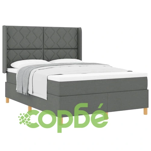 Легло с пружини и матрак тъмносив 160x200 см текстил ➤ топ цена ➤ sorbe.bg