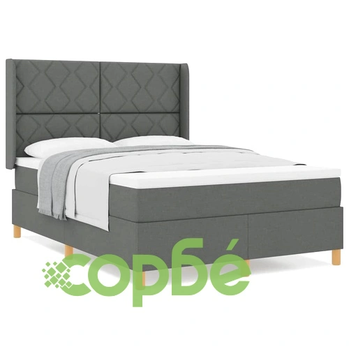 Легло с пружини и матрак тъмносив 160x200 см текстил ➤ топ цена ➤ sorbe.bg