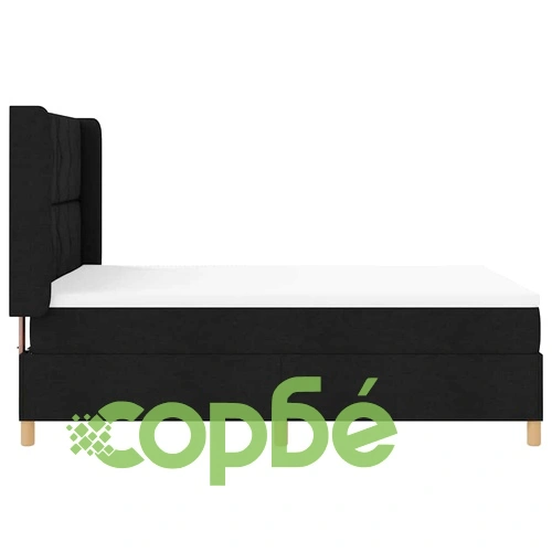 Легло с пружинен матрак и табла черно 160x200 см текстил ➤ топ цена ➤ sorbe.bg