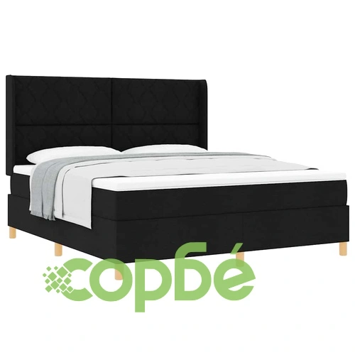 Легло с пружини и матрак с табла черно текстил 180x200 см ➤ топ цена ➤ sorbe.bg