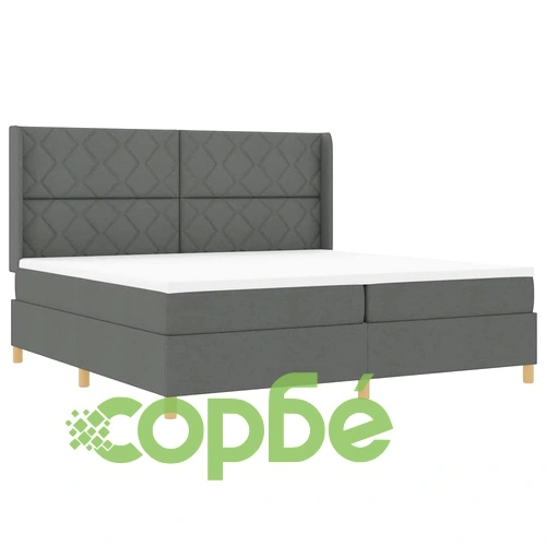 Легло с пружини и матрак тъмносиво 200x200 см текстил ➤ топ цена ➤ sorbe.bg