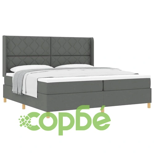 Легло с пружини и матрак тъмносиво 200x200 см текстил ➤ топ цена ➤ sorbe.bg