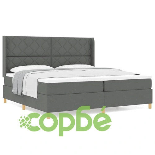 Легло с пружини и матрак тъмносиво 200x200 см текстил ➤ топ цена ➤ sorbe.bg