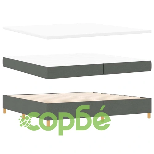 Легло с пружини и матрак тъмносиво 200x200 см текстил ➤ топ цена ➤ sorbe.bg