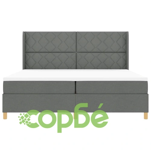 Легло с пружини и матрак тъмносиво 200x200 см текстил ➤ топ цена ➤ sorbe.bg