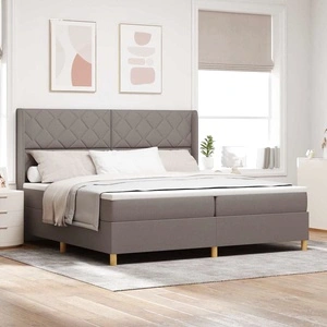 Легло с пружини и матрак с табла таупе 200x200 см текстил