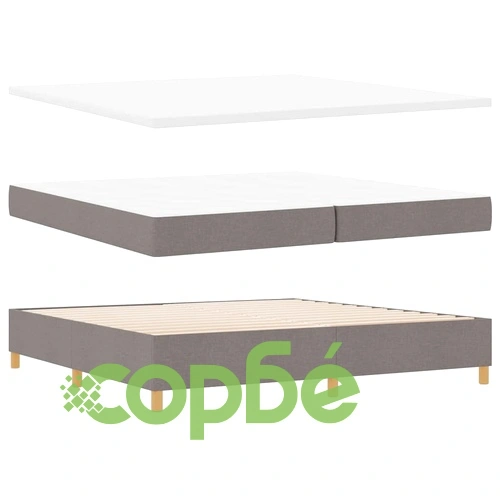 Легло с пружини и матрак с табла таупе 200x200 см текстил ➤ топ цена ➤ sorbe.bg