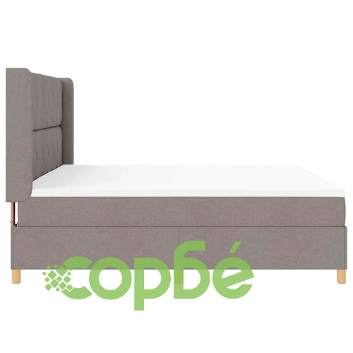 Легло с пружини и матрак с табла таупе 200x200 см текстил ➤ топ цена ➤ sorbe.bg