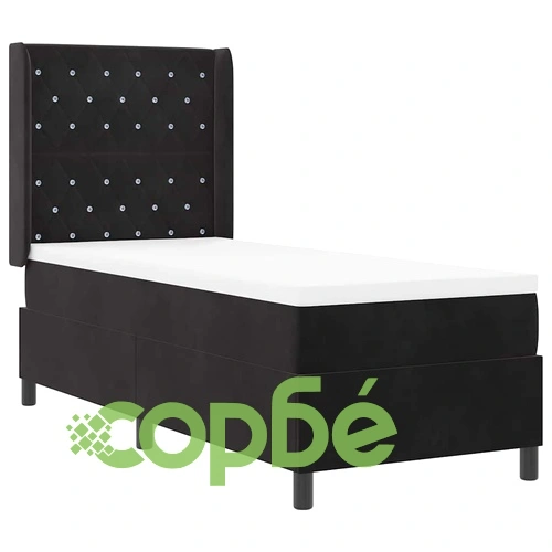Легло с пружинирана основа и матрак черно кадифе 80x200 см ➤ топ цена ➤ sorbe.bg