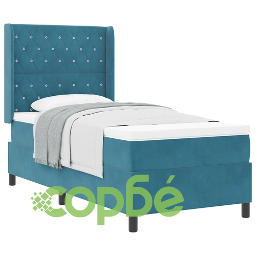 Легло с матрак от велур в тъмносиньо, 100x200 см ➤ топ цена ➤ sorbe.bg