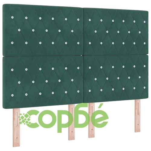 Легло с пружинирана основа и матрак 140 x 200 cm - Тъмнозелено Кадифе ➤ топ цена ➤ sorbe.bg