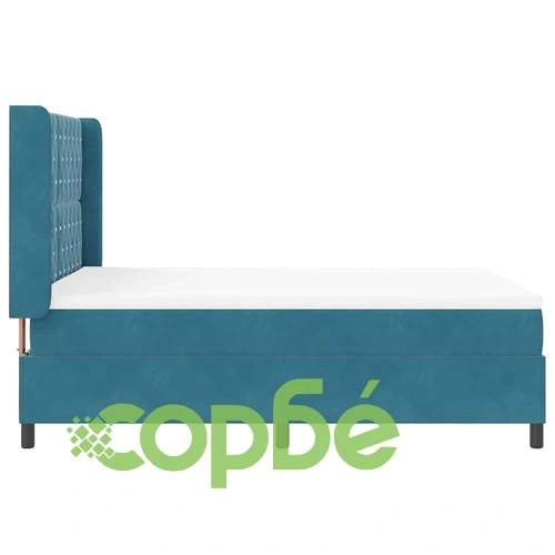 Кадифено легло с пружинен матрак 160x200 см в тъмносиньо ➤ топ цена ➤ sorbe.bg