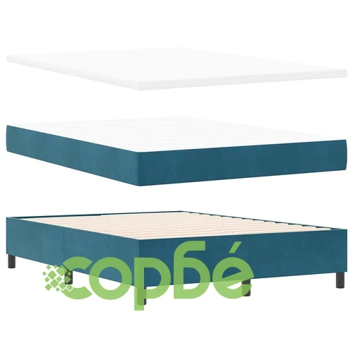 Кадифено легло с пружинен матрак 160x200 см в тъмносиньо ➤ топ цена ➤ sorbe.bg