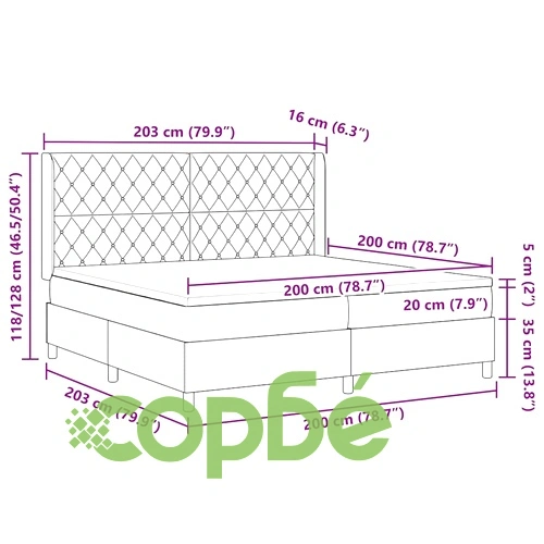 Легло с пружинирана основа и матрак светлосиво 200x200 см кадифе ➤ топ цена ➤ sorbe.bg
