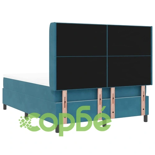 Легло с пружинирана основа и матрак синьо 140x190 см кадифе ➤ топ цена ➤ sorbe.bg