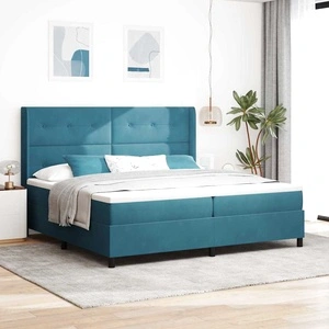 Легло с пружинирана основа и матрак синьо 100x200 см кадифе