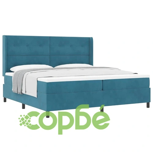 Легло с пружинирана основа и матрак синьо 100x200 см кадифе ➤ топ цена ➤ sorbe.bg