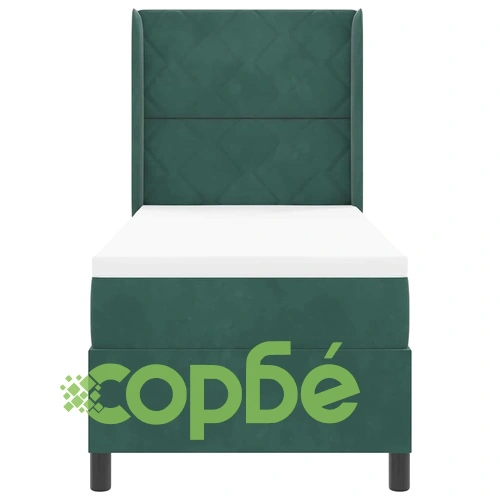 Легло с пружинирана основа и матрак 80 x 200 cm Тъмнозелено Кадифе ➤ топ цена ➤ sorbe.bg