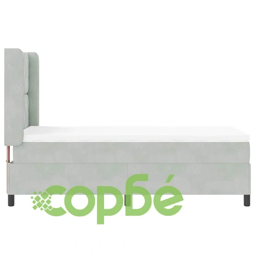 Легло с пружинирана основа и матрак светлосиво 100x200 см кадифе ➤ топ цена ➤ sorbe.bg