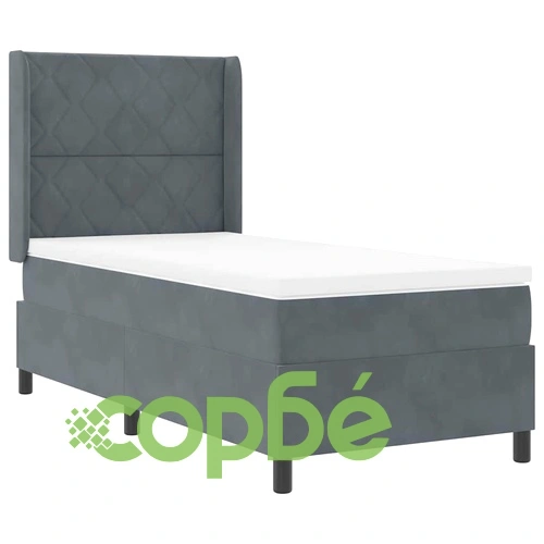 Легло с пружинирана основа и матрак тъмносив 100x200 см кадифе ➤ топ цена ➤ sorbe.bg