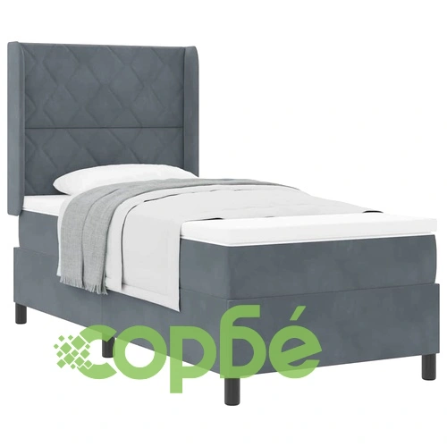 Легло с пружинирана основа и матрак тъмносив 100x200 см кадифе ➤ топ цена ➤ sorbe.bg