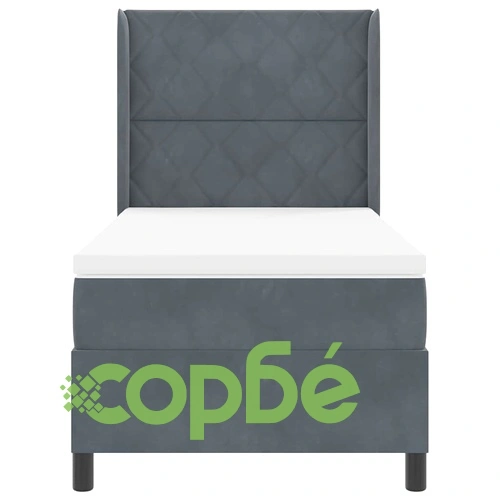 Легло с пружинирана основа и матрак тъмносив 100x200 см кадифе ➤ топ цена ➤ sorbe.bg