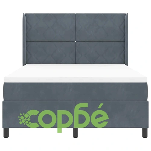 Легло с пружинирана основа и матрак тъмносив 160x200 см кадифе ➤ топ цена ➤ sorbe.bg