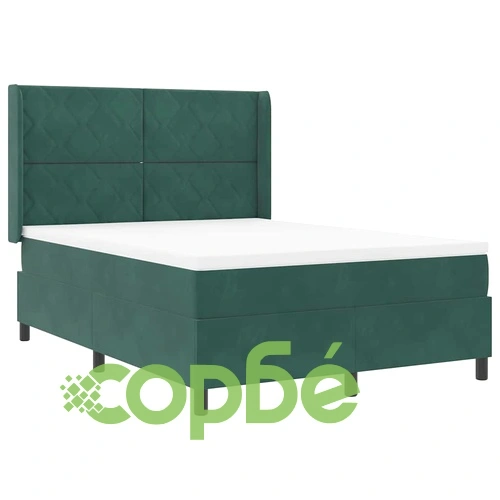 Легло с пружинирана основа и матрак тъмнозелено 160x200 см кадифе ➤ топ цена ➤ sorbe.bg