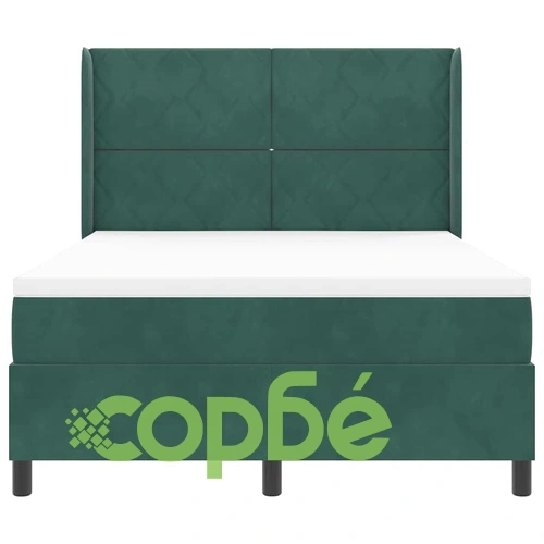 Легло с пружинирана основа и матрак тъмнозелено 160x200 см кадифе ➤ топ цена ➤ sorbe.bg