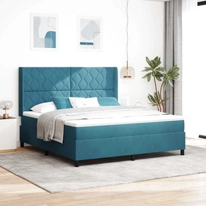 Легло с пружинирана основа и матрак 180x200 см кадифе синьо