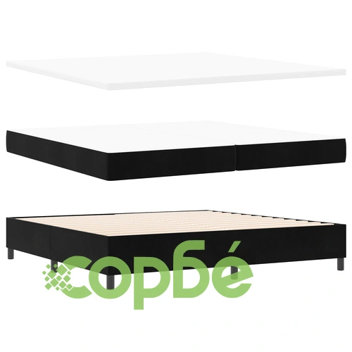 Легло с Pocket Пружинен Матрак 200x200 см Черен Велур ➤ топ цена ➤ sorbe.bg