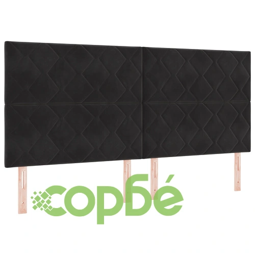 Легло с Pocket Пружинен Матрак 200x200 см Черен Велур ➤ топ цена ➤ sorbe.bg