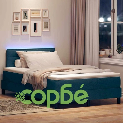 Легло с пружинирана основа и матрак с LED осветление синьо 120x190 см текстил ➤ топ цена ➤ sorbe.bg