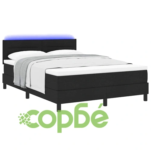 Легло с пружинирана основа и матрак с LED осветление черно 140x190 см текстил ➤ топ цена ➤ sorbe.bg