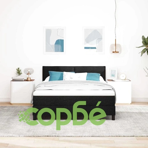 Легло с пружинирана основа и матрак с LED осветление черно 140x190 см текстил ➤ топ цена ➤ sorbe.bg