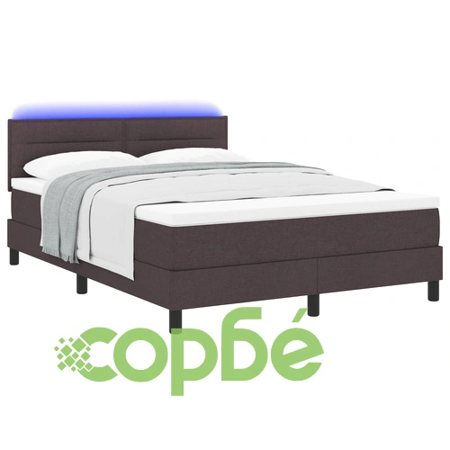 Легло с дюшек от текстил, тъмно сиво, 140 x 200 см, с LED осветление ➤ топ цена ➤ sorbe.bg