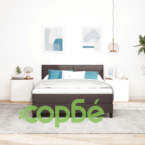 Легло с дюшек от текстил, тъмно сиво, 140 x 200 см, с LED осветление ➤ топ цена ➤ sorbe.bg