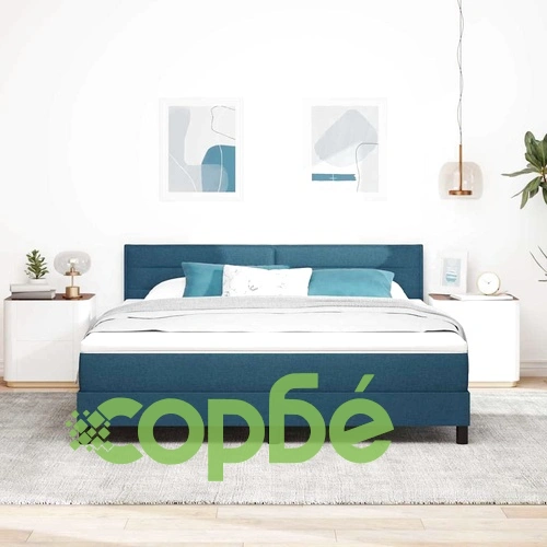 Легло с пружинирана основа, матрак и LED осветление - Синьо 180x200 см Текстил ➤ топ цена ➤ sorbe.bg