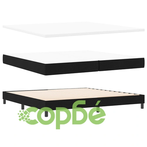 Пружинно легло с матрак и LED осветление - Черен тъкан материал 200x200 см ➤ топ цена ➤ sorbe.bg